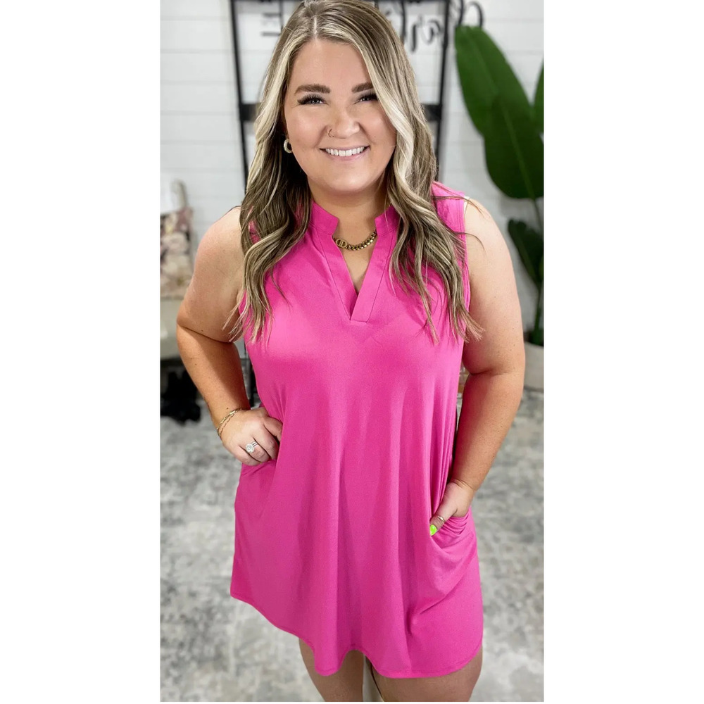 NWT Dear Scarlett plus size womens 2x hot pink sleeveless Lizzy Dress